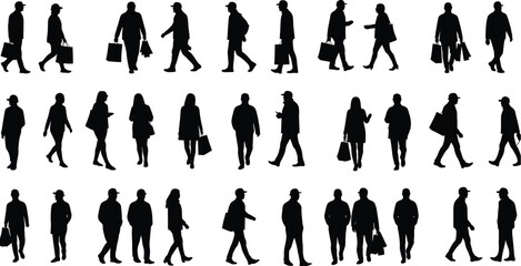 Fototapeta premium Minimalist Black Silhouette Collection of Women in Fashionable Poses and Accessories