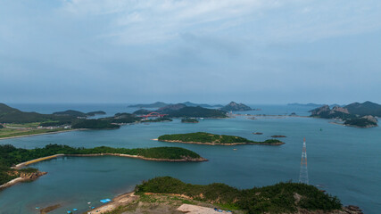 Fototapeta premium Aerial view Gogunsan Islands Gogunsan Bridge in Gunsan City, Jeollabuk-do Province, korea