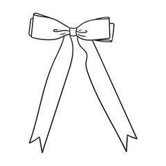Decorative bow. Gift ribbon drawings, Hand-drawn silk ribbon accessory. Decoration, gift.