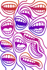Obraz premium Psychedelic Open Mouths Pattern