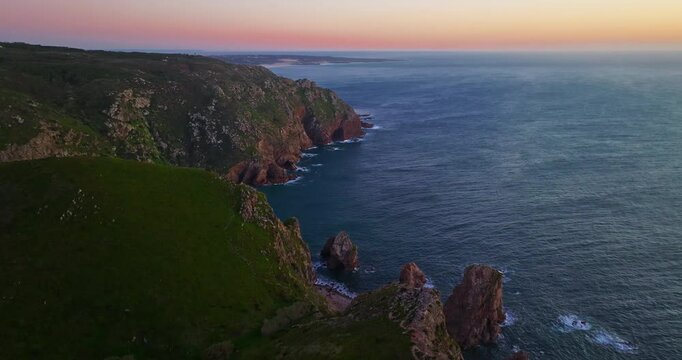 Aerial view of Roca Cape Portugal. The westernmost point of the European continent