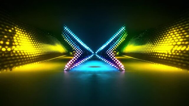 Vibrant LED Light Patterns in Symmetrical Design Creating a Futuristic Visual Experience for Digital Art