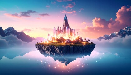 Fototapeta premium Crystal City Island Sunset.