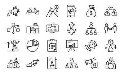 Business and marketing strategy icons set for corporate presentations and concepts
