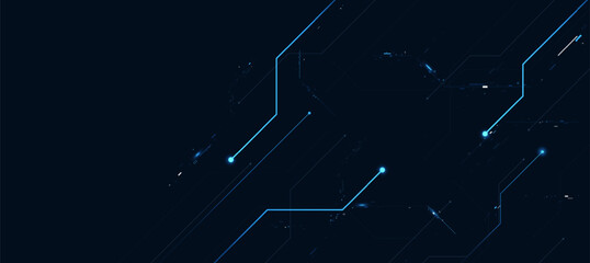 Cyber background. Blue line futuristic digital technology innovation on dark gradient background for tech event poster or presentation product busines