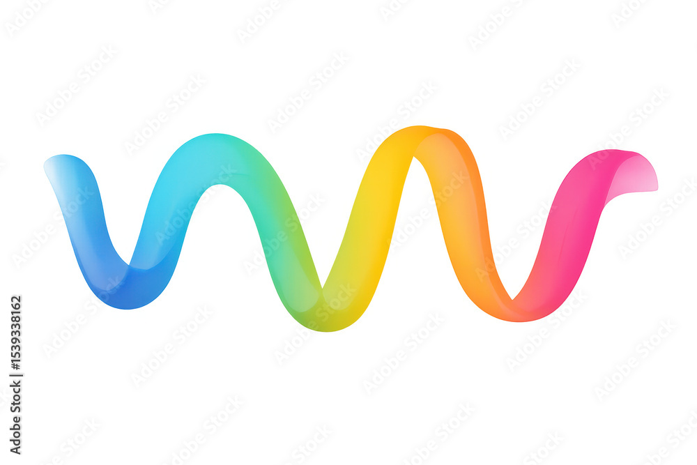 Poster rainbow gradient swirling line creating a dynamic and vibrant visual on a transparent background