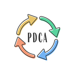 PDCAサイクルのカラフルなビジネスアイコン（改善・マネジメント）