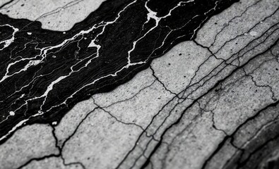 A textured surface a symphony of black and white where natural stone's veins gracefully intertwined like a painter's brushstrokes adding depth and dimension