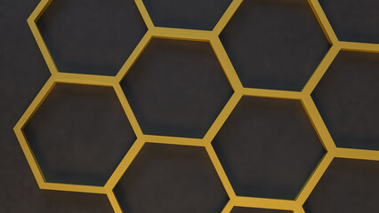 The Gold Beehive and black marble for Abstract Background concept 3d Rendering.