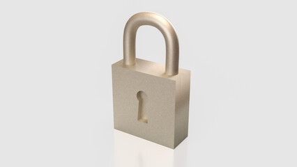 The Lock on white Background for Security concept 3d Rendering.