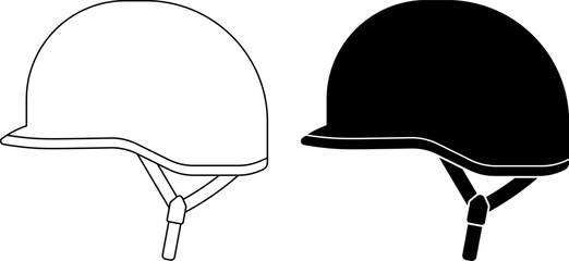side view Combat helmet icon set