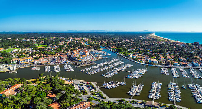 Capbreton from a drone, Landes, Nouvelle-Aquitaine, France, Europe