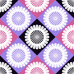 Mandalas on colourful tiles seamless geometric pattern vector illustration 