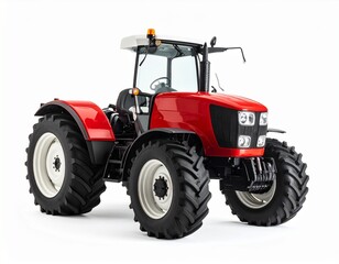 Red agriculture tractor machine isolated on white background