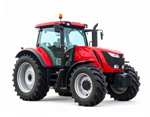 Obraz premium Red agriculture tractor machine isolated on white background