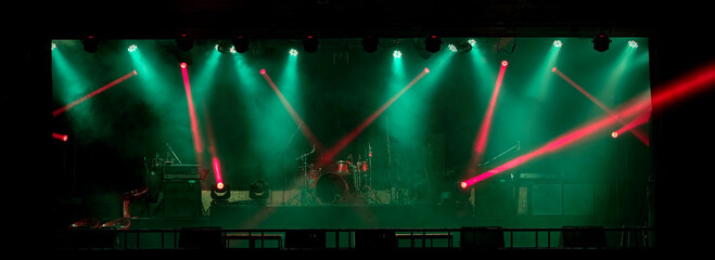 Abstract  background, Laser light show. Bright led laser beams, dj light party. Illuminated blue...