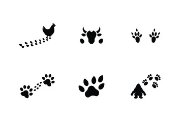 Animal Track Silhouettes A Diverse Collection of Paw Prints and Hoof Prints