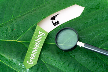 Concept photo about greenwashing, the practice makes a brand appear more sustainable than it actually is