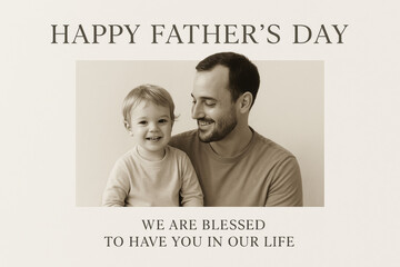 Minimal Father’s Day card with photo and message of love and gratitude

