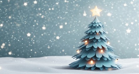 Obraz premium Stylized Christmas tree against snow