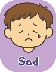 Cute Emotion Flashcards for Kids – Facial Expressions Illustration