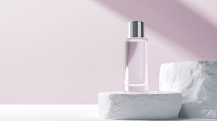 Stylish bottle on a minimalist background, perfect for showcasing beauty products or beverages. Modern and elegant design.