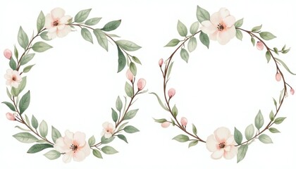 Two floral wreaths with delicate blossoms and greenery.