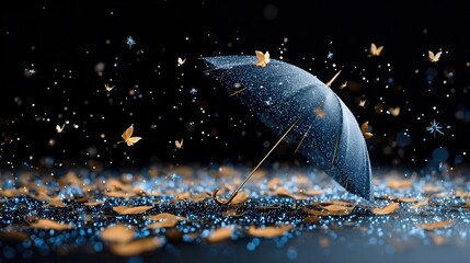 Fototapeta premium A Magical Umbrella in a Falling Star Shower