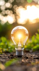 Green Energy Lightbulb in Nature.