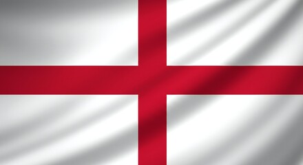 Fototapeta premium English flag with a vivid red cross on white, softly waving in the breeze, captured in bright natural light, evoking national pride.
