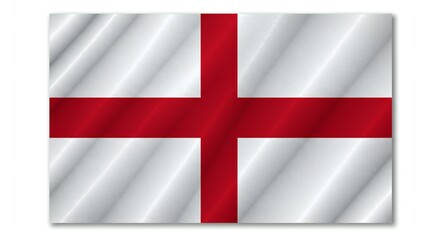 Obraz premium England flag with a prominent red cross on white background, showcasing smooth ripples, bright colors, and a soft sheen.