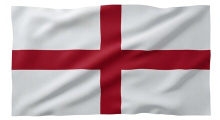 Obraz premium National flag of England, featuring a red cross on a white background, soft folds conveying movement, bright colors enhancing visibility.