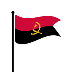 Flag of Angola. Angola flag vector illustration icon design. Fluttering flagpole flag.