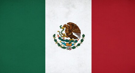 Mexico's flag with green, white, and red vertical stripes features a detailed coat of arms showing an eagle and serpent, emblematic of strength and resilience.