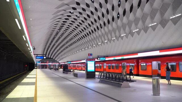 A modern underground metrostation station located in Espoo, Helsinki, Finland