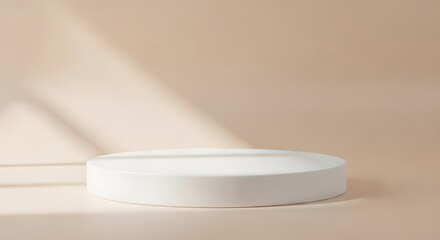 Minimalist White Product Display Platform with Sunlight