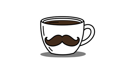 Mug with mustache on blue background
