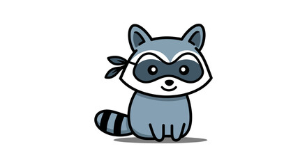 Raccoon cartoon cute animal character with bandana
