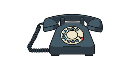 Retro style rotary phone on blue background