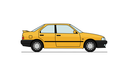Naklejka premium Yellow sedan car simple modern style design