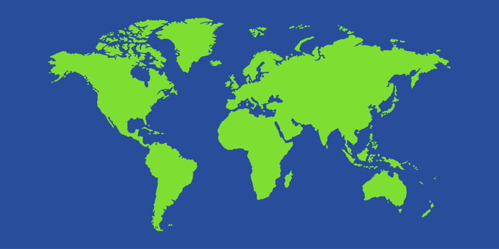 World map background perfect for travel, education, or business themes. Great for presentations, blogs, and global concepts. Ideal for your next creative project. Sky blue and dark green.