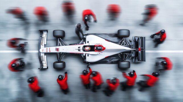 Formula 1 Pit Stop: A Blur of Motion and Precision