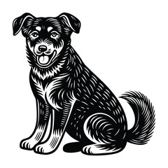 Funny cartoon dogs characters different breads illustration.