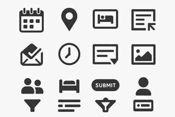 Collection of various communication and navigation icons