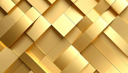 金の幾何学模様のイラスト。3D。立体的なブロックスタイル。Gold geometric pattern illustration. 3D. Three-dimensional block style.