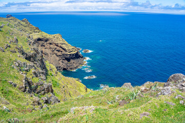 Slope next to the lighthouse at Ponta do Norte of the port captaincy of Vila do Porto, island of Santa Maria-Azores-Portugal.
