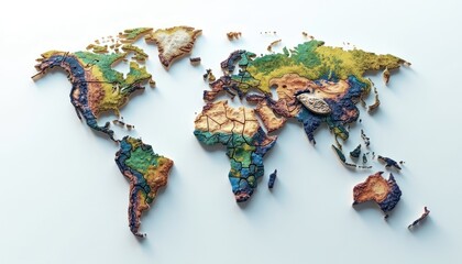 Colorful relief world map.