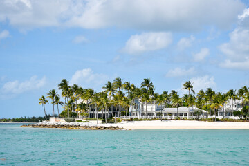 Oceanfront homes on a sandy beach near Key West in the Florida Keys, Monroe County, Florida