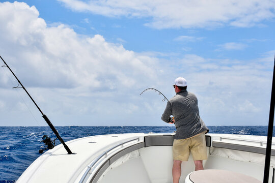 Black fin tuna fishing on a charter boat in the Florida Keys, Monroe County, Florida. 