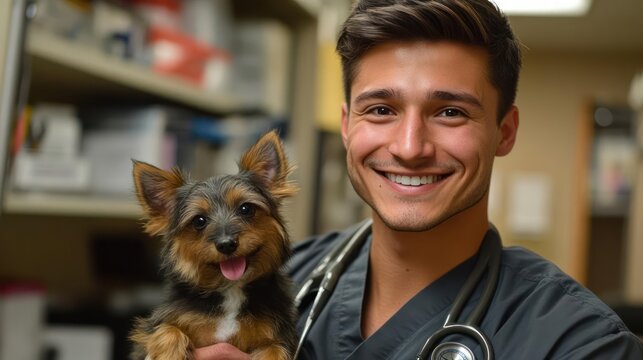portrait of a young man with a dog